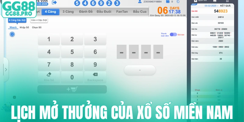 Lịch mở thưởng của xổ số miền Nam